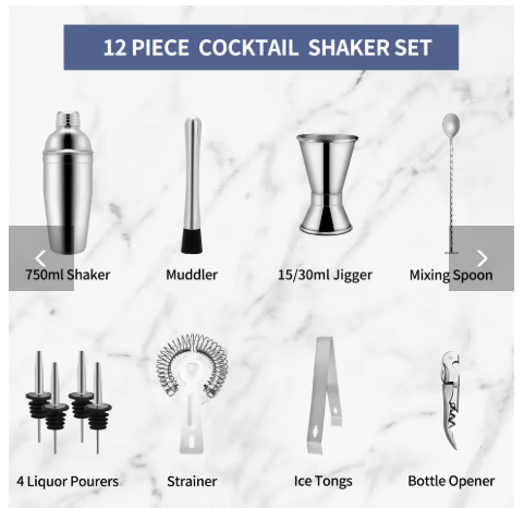 750ml stainless steel cocktail set