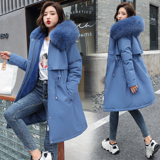 Women's Parka Style Thickened Fleece Lined Cotton Jacket