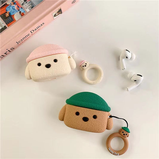 Cute Teddy for Airpods 1 2/pro/3 Apple Blue Headphone Silicone Case