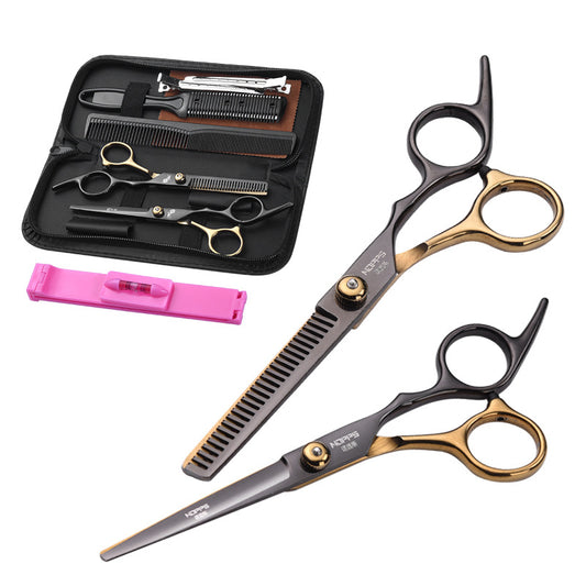 Golden Black Stainless Steel Hair Cutting Scissors