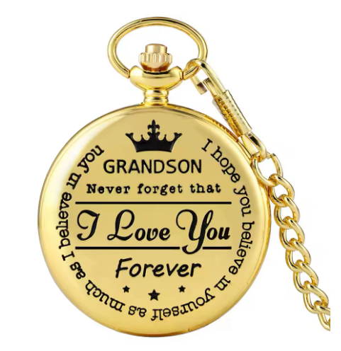 Hot sale carved epoxy to, my grandson roman literal quartz pocket watch