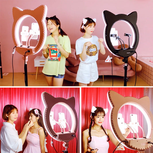 20-inch large aperture live ring light, cute cat beauty selfie light RK45