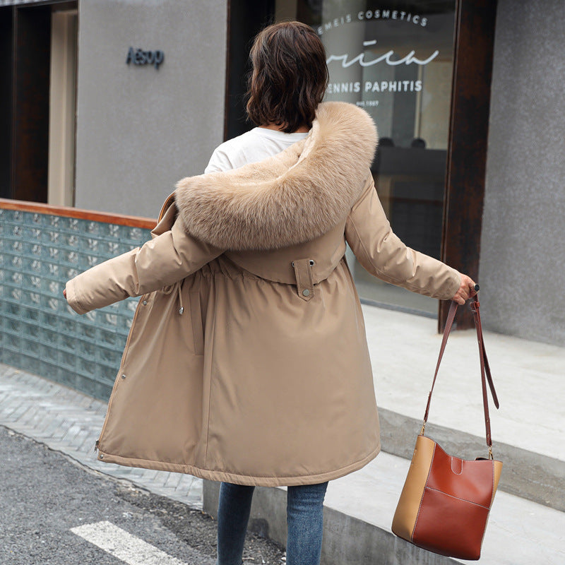 Women's Parka Style Thickened Fleece Lined Cotton Jacket
