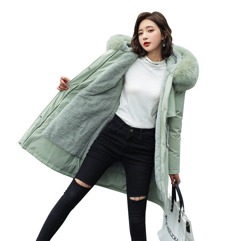 Women's Parka Style Thickened Fleece Lined Cotton Jacket