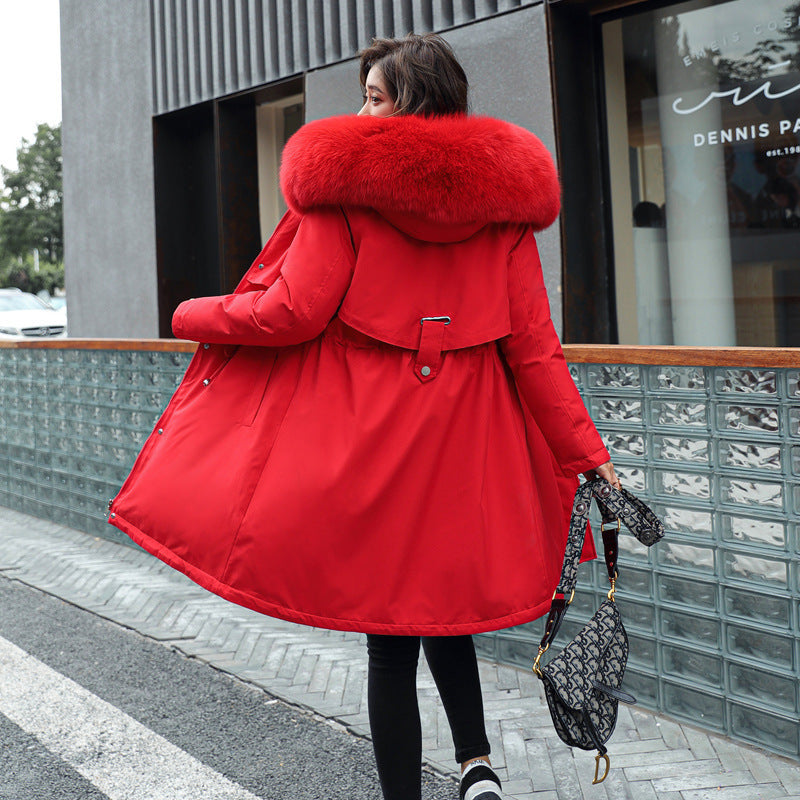 Women's Parka Style Thickened Fleece Lined Cotton Jacket
