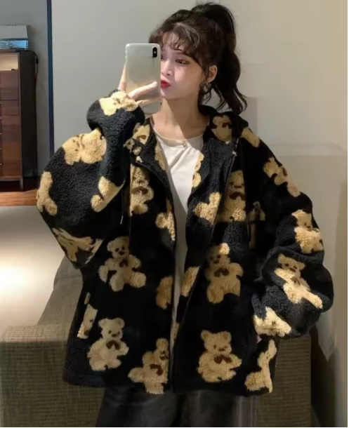 Autumn and winter women's hooded