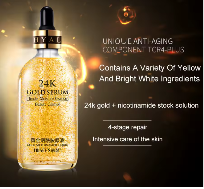 24k Gold Essence shrinks large pores and repairs for (female and male )