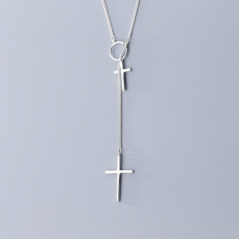 S925 cross silver necklace