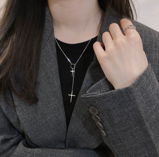 S925 cross silver necklace