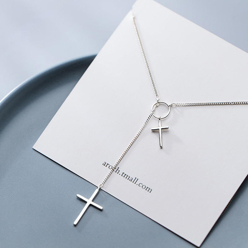 S925 cross silver necklace