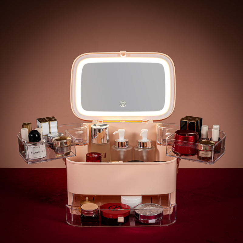 LED Makeup Box with Mirror Large Waterproof Cosmetic Organizer