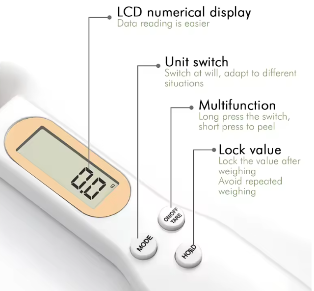 500g/0.1g Digital Spoon Scale with LCD Display
