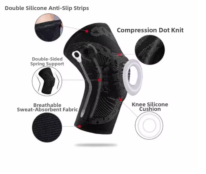 No-Slip Knee Sleeves Protective Gear Silicone Spring Support Knee Pad Riding
