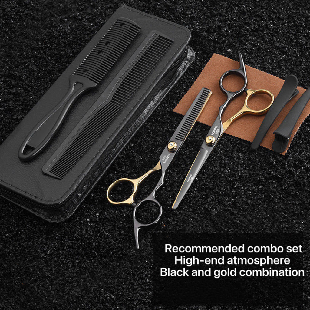 Golden Black Stainless Steel Hair Cutting Scissors