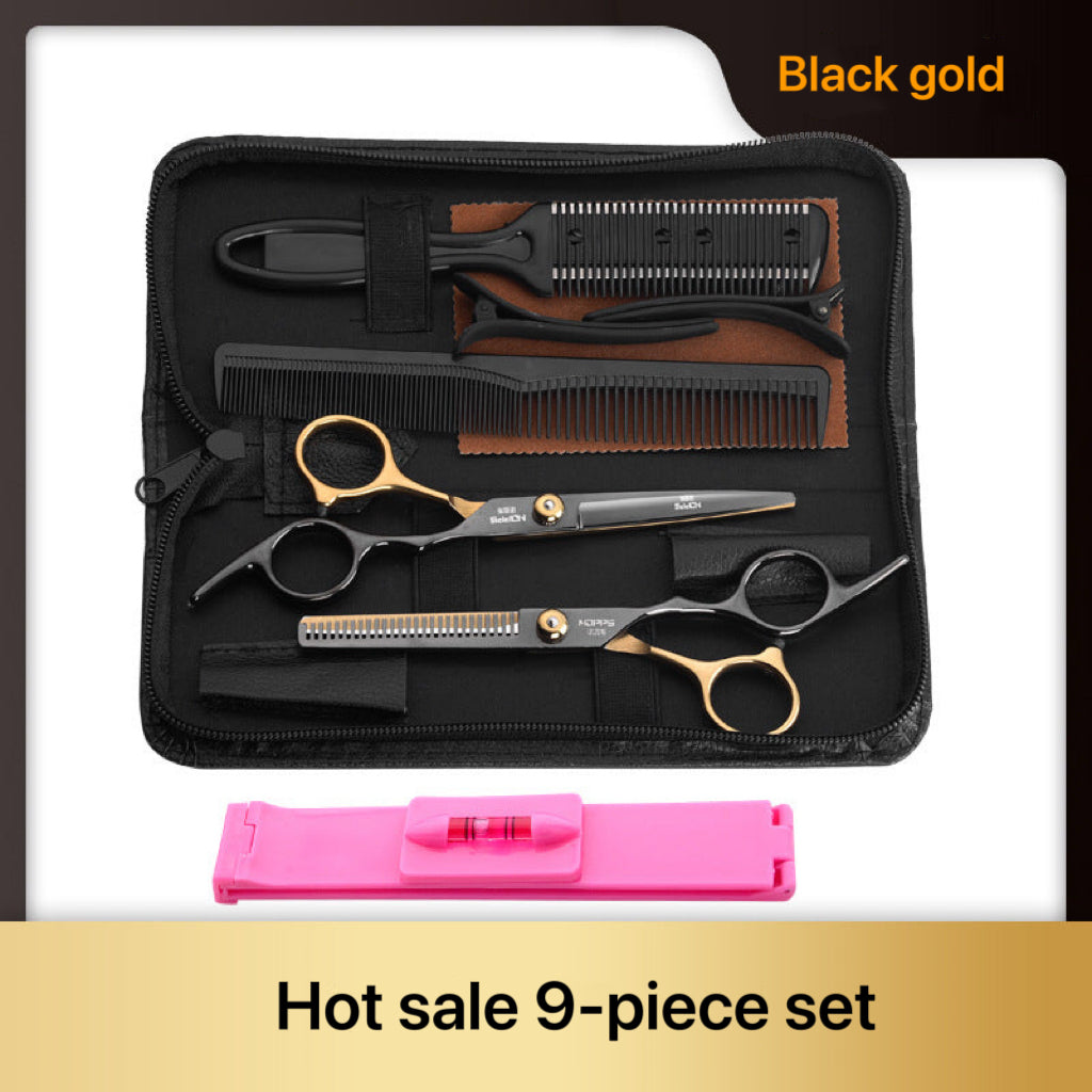 Golden Black Stainless Steel Hair Cutting Scissors