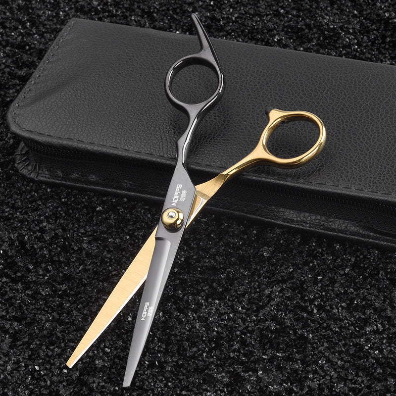Golden Black Stainless Steel Hair Cutting Scissors