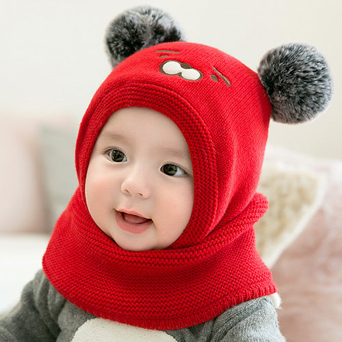 New winter cute tiger scarf one-piece thick warm hat
