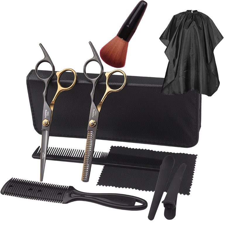 Golden Black Stainless Steel Hair Cutting Scissors