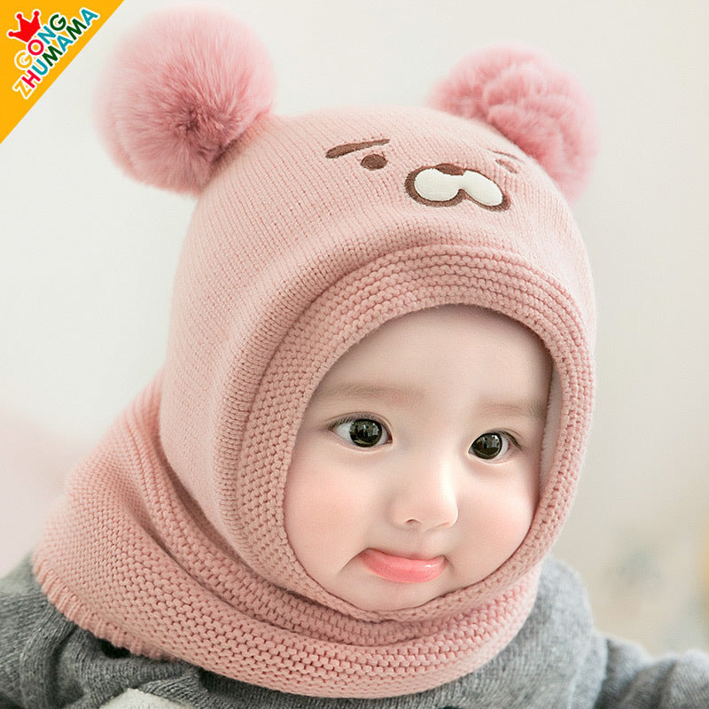 New winter cute tiger scarf one-piece thick warm hat