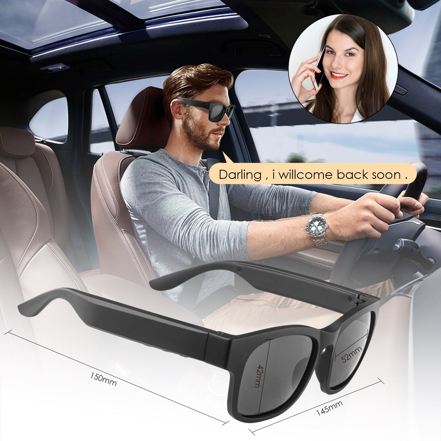 AI Intelligent Dialogue Glasses With Audio Video On-Screen Translation Voice Wake-Up 3D Product Type