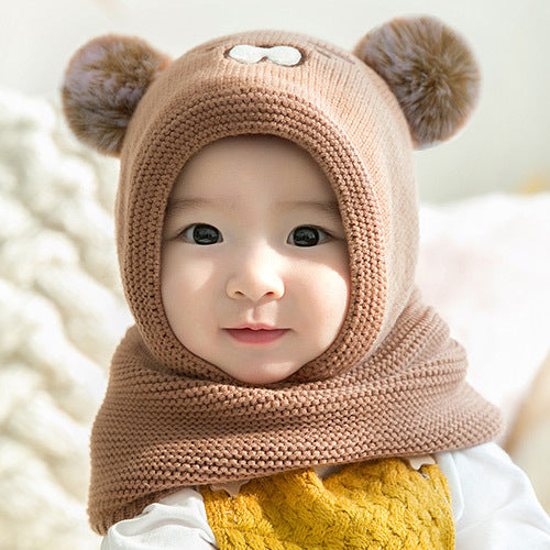 New winter cute tiger scarf one-piece thick warm hat