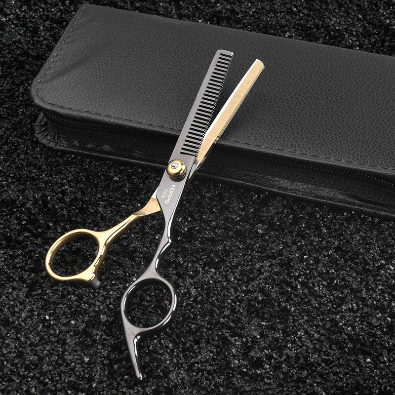 Golden Black Stainless Steel Hair Cutting Scissors