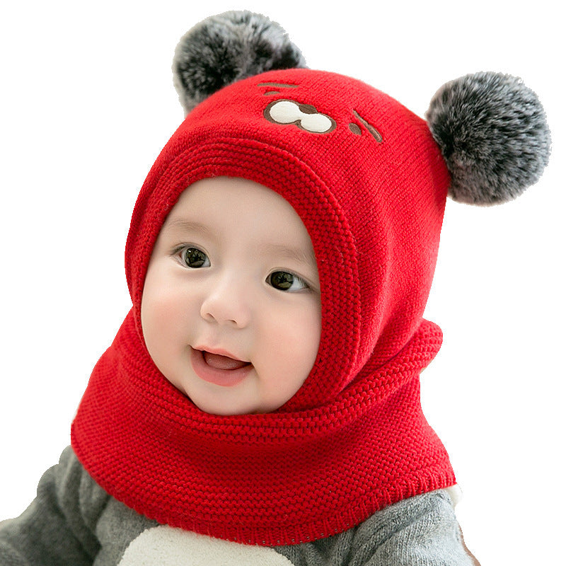 New winter cute tiger scarf one-piece thick warm hat