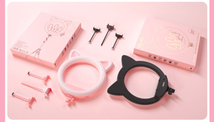 20-inch large aperture live ring light, cute cat beauty selfie light RK45