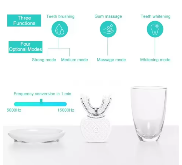 New Automatic Toothbrush U-Shape Full Mouth 360° Clean Teeth Whitening IPX7 Waterproof