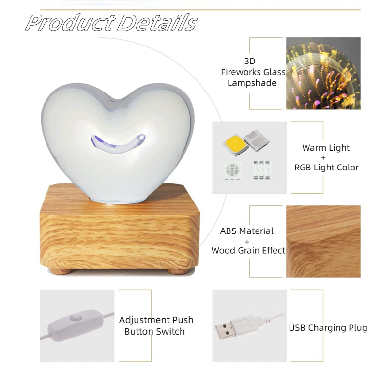 LED 3D Heart-shaped Firework Night