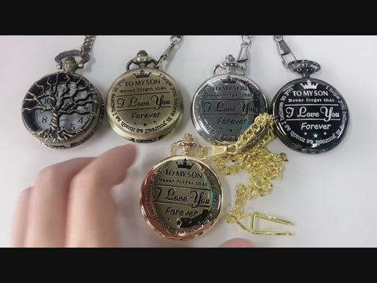 Hot sale carved epoxy to, my grandson roman literal quartz pocket watch