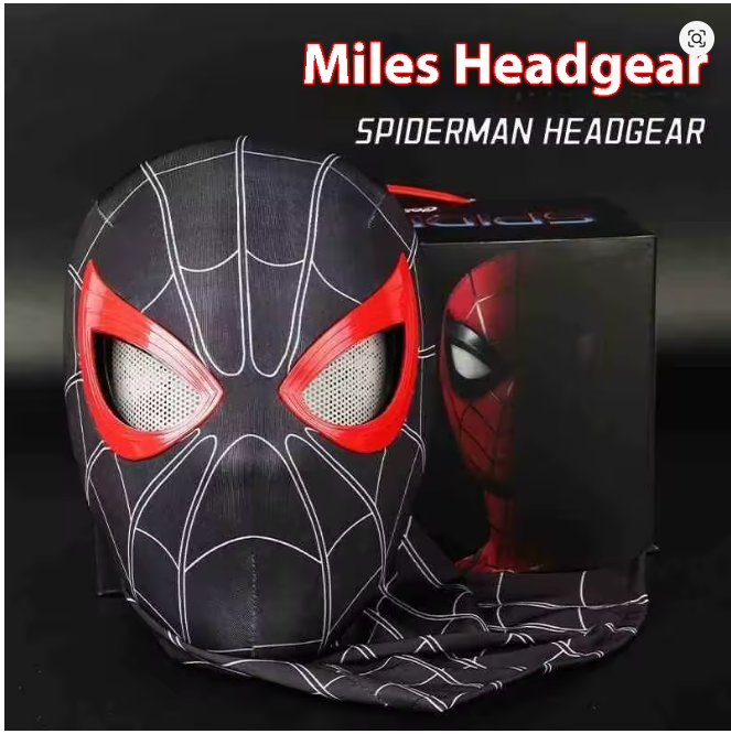 Spider-Man hood with movable eyes, manual electric blinking mask